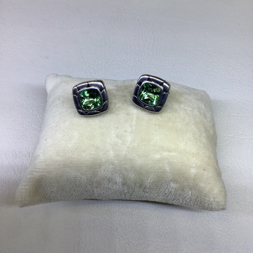 John Hardy Earrings Silver Green Peridot